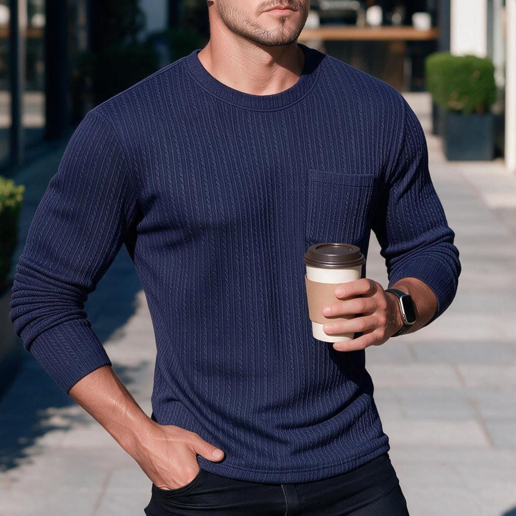 Men's Cable Knit Long Sleeve Pullover Sweater In Color for Everyday