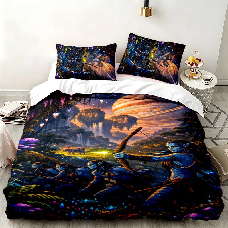 Ensemble 3 pièces Avatar Parfait pour la chambre à coucher Ensemble de literie confortable comprenant une housse de couette et deux taies d'oreiller Idéal pour un anniversaire ou Noël