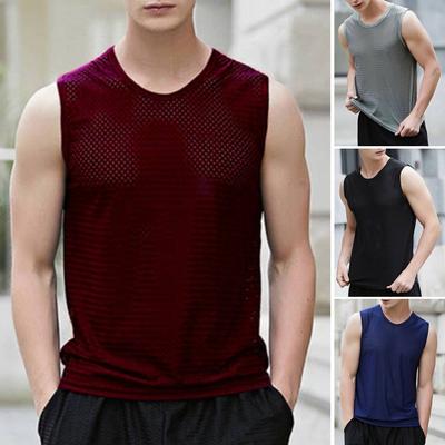 Canottiere sportive traspiranti da uomo taglie forti camicie senza maniche tinta unita gilet fitness estivo