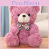 Plush Bear Toy With Checkered Bow Decor For Kids Gift And Collectors Decor