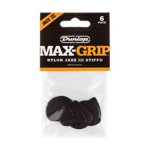 Jim Dunlop 471P3BK Max Grip Nylon Jazz III Black 6-Piece Player's Pack