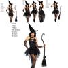 Women Sorceress Costume Halloween Sleeveless V Neck Bubble Witch Cosplay Dress