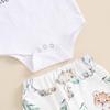 Baby Boys Girls Summer Outfits 3 6 Months Short Sleeve Animal Print Romper + Pants + Headband + Hat Set Infant Clothes