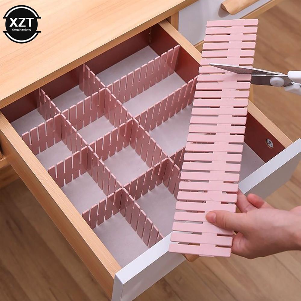 4Pcs Drawer Divider Adjustable Plastic Free Combination Partition Storage Shelves Underwear Socks Organizer for Makeup Clapboard