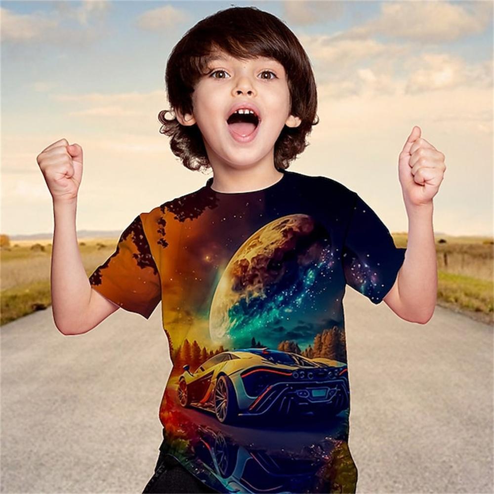 

Летняя одежда для мальчиков Футболки для детей Футболки с изображением автомобилей Детская одежда Повседневная одежда для мальчиков с коротким рукавом и принтом 110
