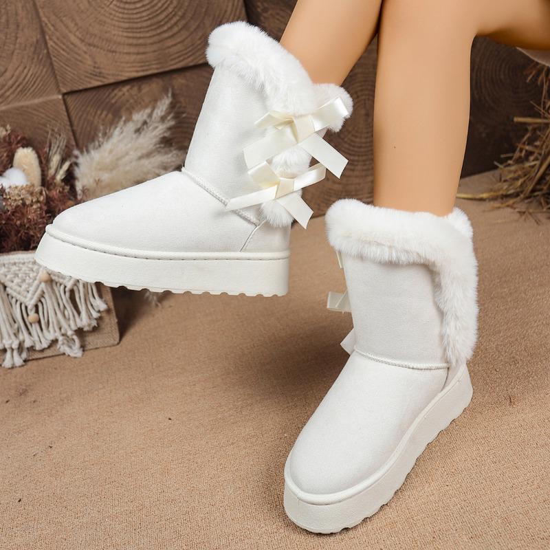 Fashion Platform Snow Boots Women's Winter 2025 New Round Toe Versatile Fleece Thickened Short Barrel Snow Cotton
