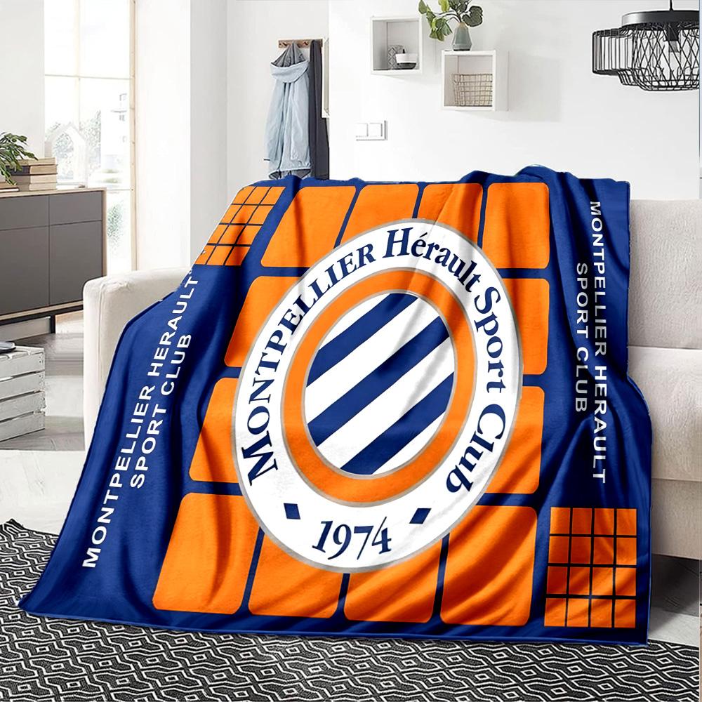 Montpellier Sport Club Flannel Blanket, Soft Polyester, Modern Design, All-Season for Camping, Travel, Gifts for holidays or birthdays