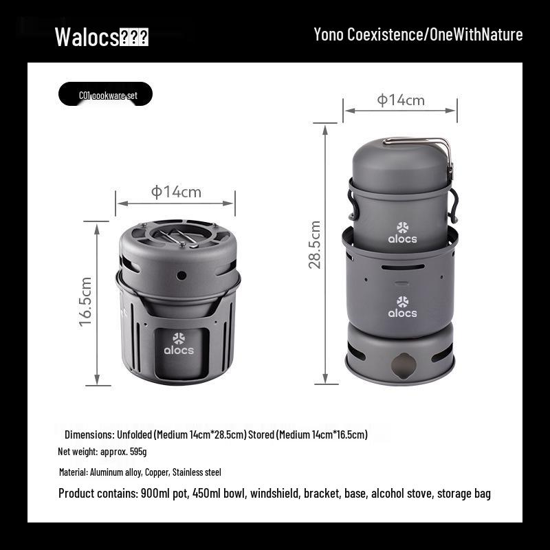 Ailuke Portable Windproof Camping Stove and Cookware Set C01