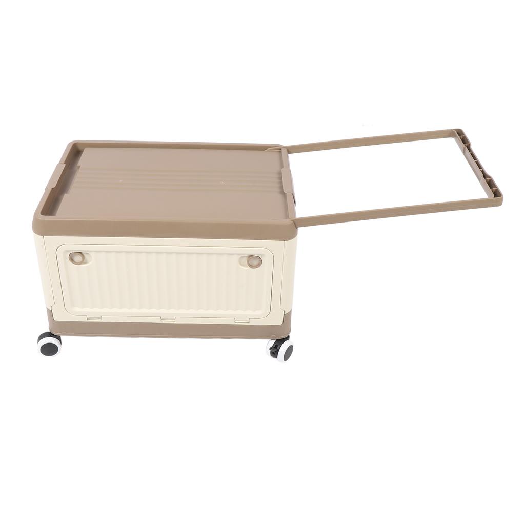 Folding Storage Bin with Lid Wheels PP Stackable Rolling Utility Storage Box Container with Handle