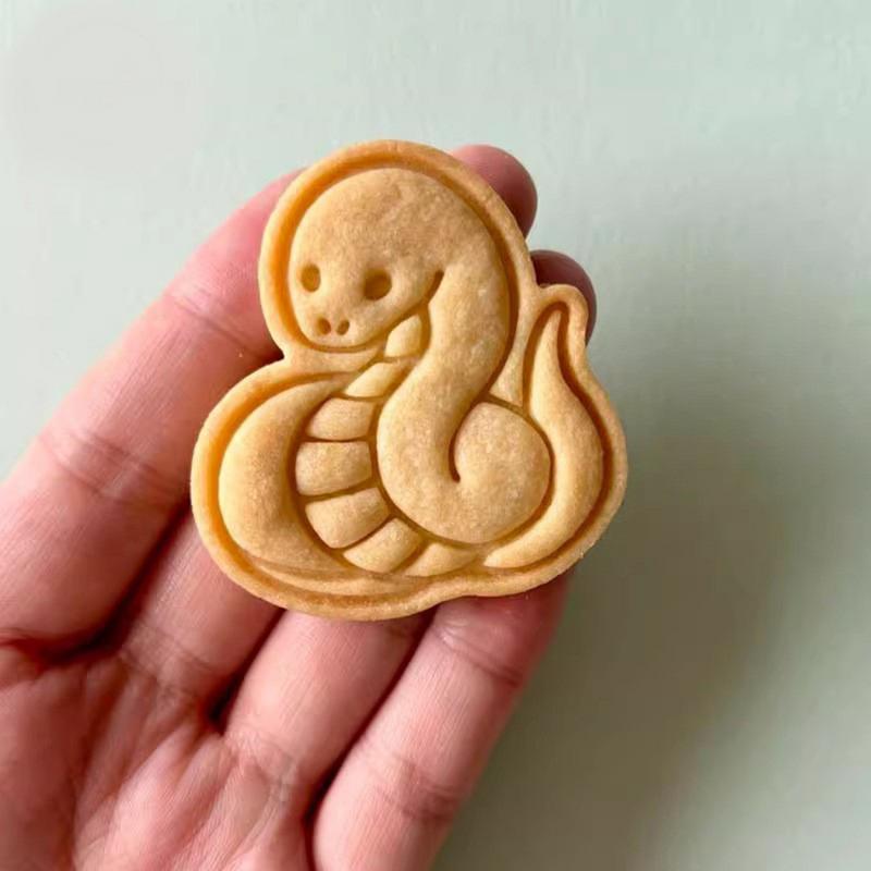 Happy New Year Cookie Stamp Snake Cookie Cutters Stamp Spring Festival Cookie Mould Baking Cutters New Year Shapes Kids Baking