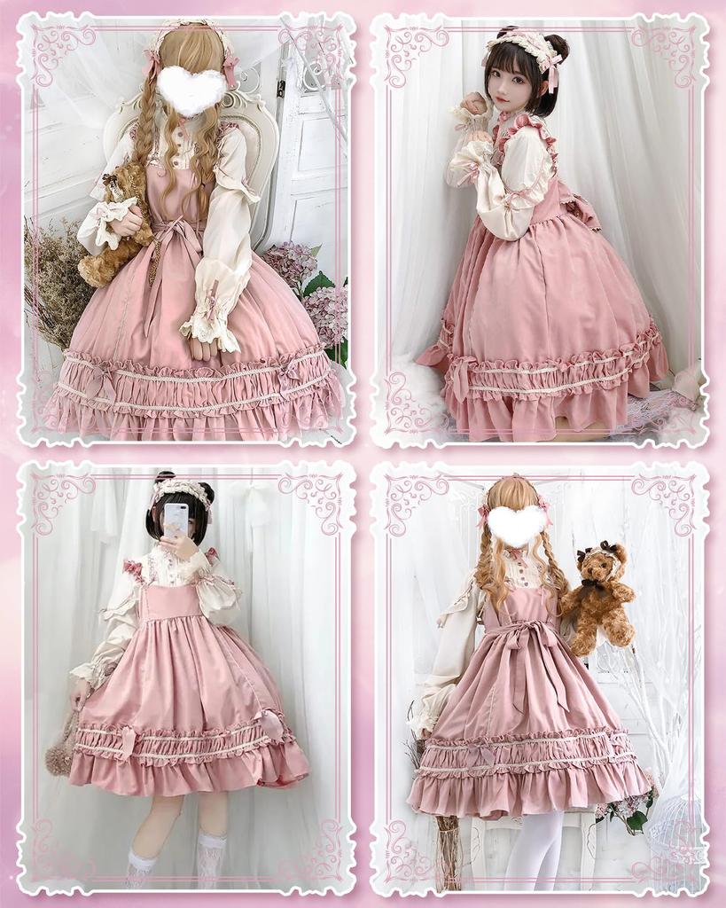 JIURUN Gothic Lolita Long Mori Plus Jumper Bowknot Long Dress, Sleeve, Anime, Girl, Size, Dress, Cross-dressing, Lolita, Gothic, Skirt, Cute, Cosplay,