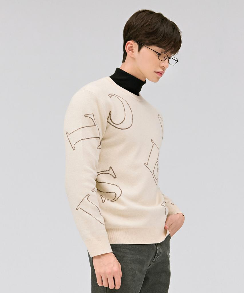 CHASECULT Men'S All-Over Lettering Sweater - Ivory