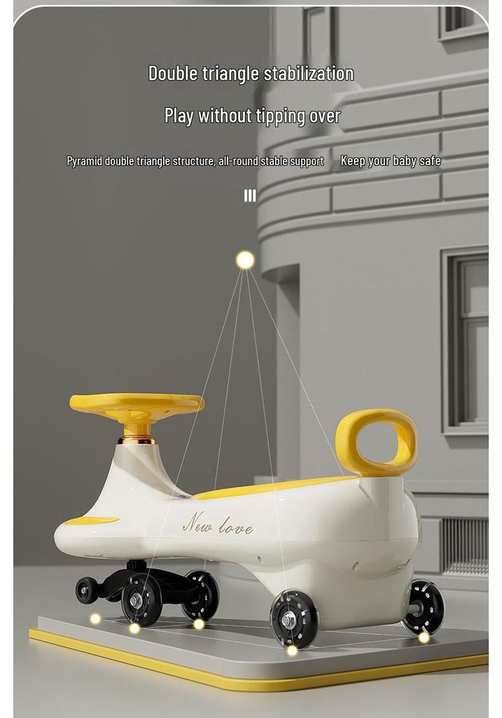 Children's Twist Car with Silent Wheels - Ages 1-8 & Adults, Anti-Rollover and Anti-Fall Scooter Toy