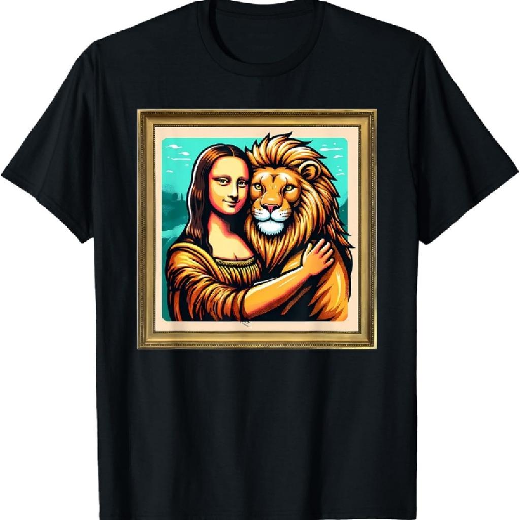 Humor Mona Lisa mit Löwe T-Shirt