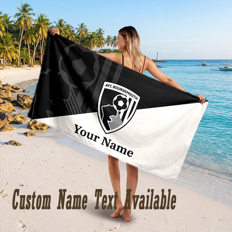 Bournemouth Football Design Beach Towel Custom Text Large Towel for Beach Vacation