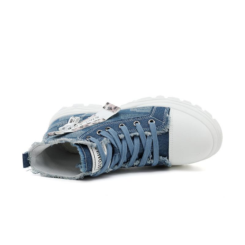 K neue Leinwand High-Top Frühling und Sommer atmungsaktive dicke Sohle höhenverstellbare Freizeitschuhe Sport Martin Stiefel