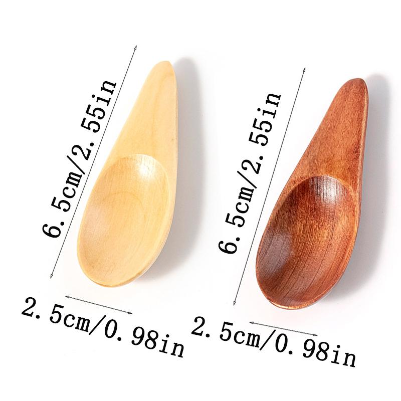 Short Handled Wood Mini Tea Spoon Condiment Scoop Flatware Creative Mini Coffee Tea Sugar Spoon Kitchen Gadgets