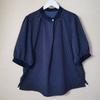 Export Export Original Order Pearl Buckle Half Round Neck Pullover Short Sleeve Shirt Blue Polka Dots Professional Commute Bottoming Shirt Summer