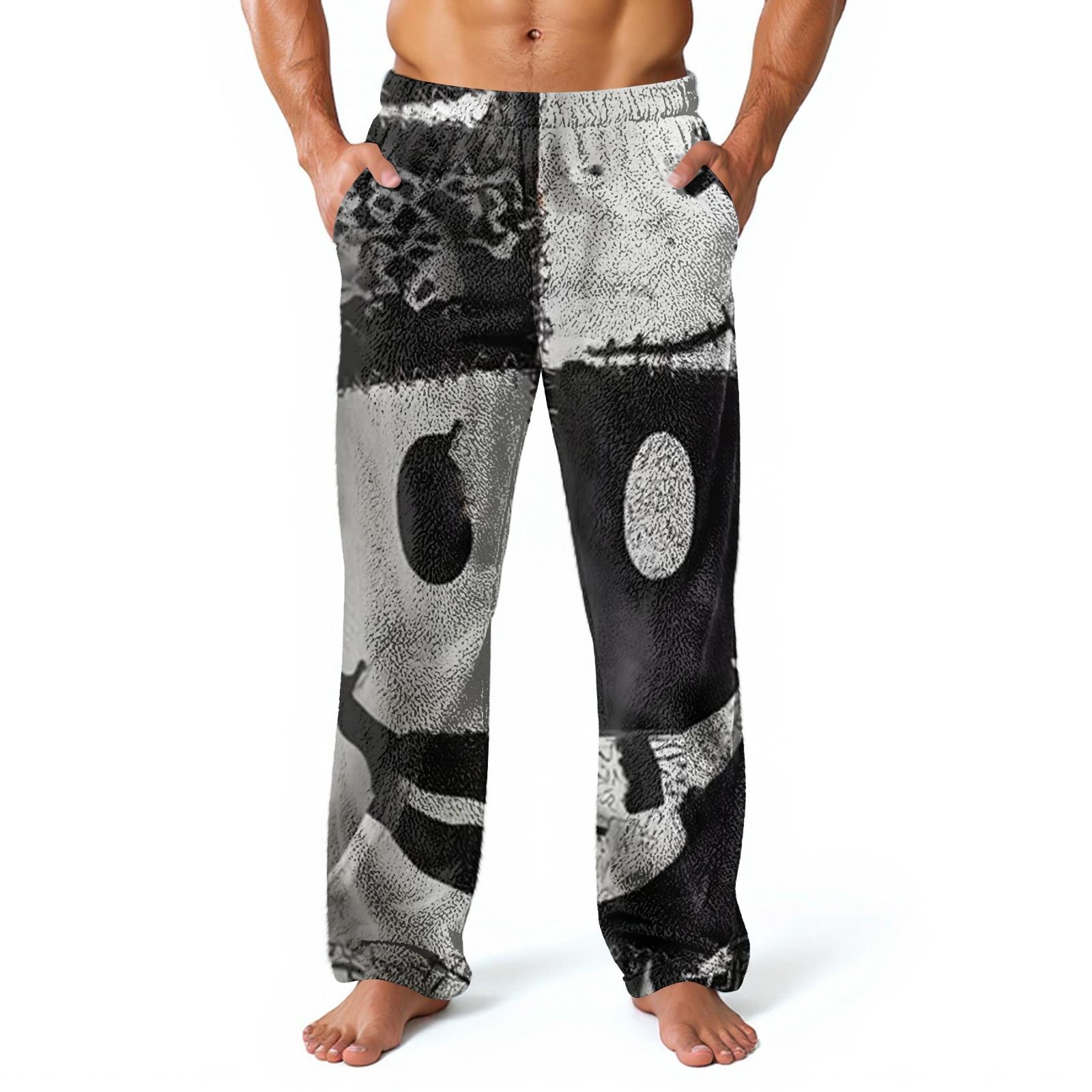 

Чоловічі домашні штани з принтом по всій поверхні, штани для сну, довгі штани, піжамні штани M