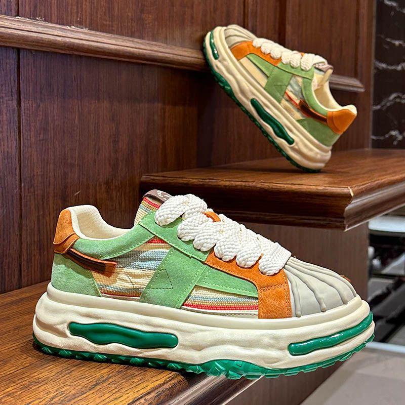 Leather Casual Mens Flat Shoes Designer Brand Campus Youth Student Skateboard Shoes Outdoor Thick Bottom Wear-resistant Sneakers