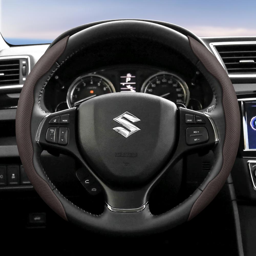 Suitable for Suzuki Breathable Hole Leather Steering Wheel Cover Segmented Quick Release Design Anti-Slip and Durable Swift 2011 Sx4 Grand Vitara