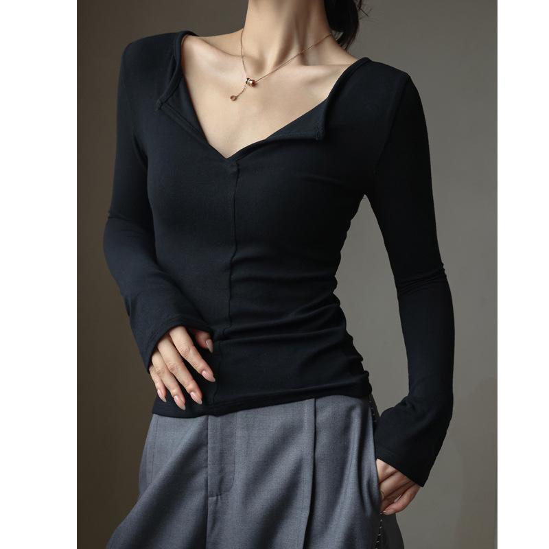 Women's High-Quality Modal V-Neck Long-Sleeve Base Layer Shirt