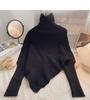 Women's Red High Collar Slim Knit Sweater - Autumn/Winter 2025 Korean Trend