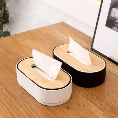 Nordischer minimalistischer Taschentuchbox-Abdeckungshalter aus Holz, Organizer, moderner Desktop, transparenter rechteckiger Kosmetiktücherspender aus Bambus