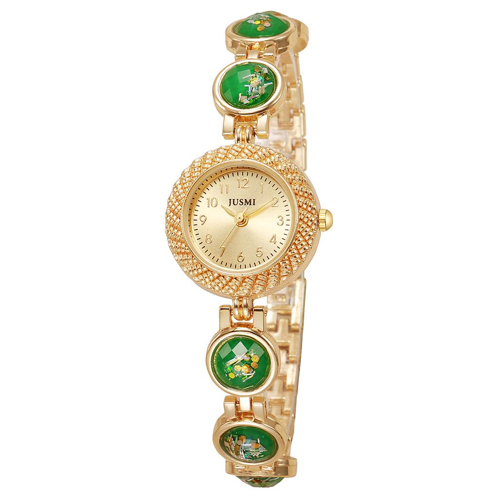 Fashionable, Personalized, Trend-setting Pearl Dial Gemstone Strap Ladies' Quartz Watch Suitable for Daily Wear and Christmas Gi