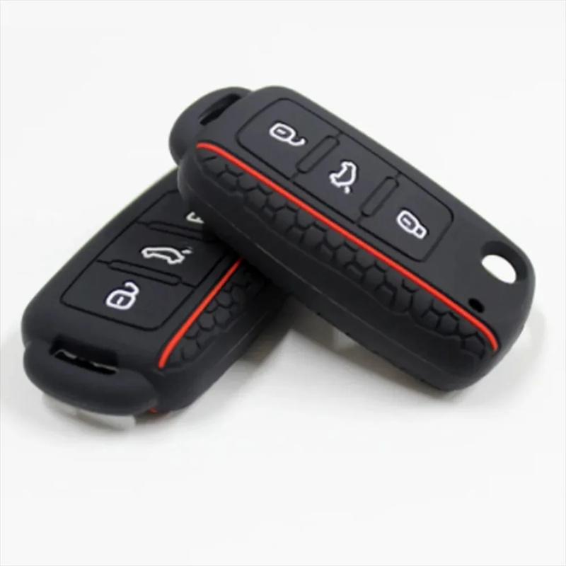 Autoschlüsselhülle für VW Golf Jetta POLO für Skoda Yeti Superb Rapid Octavia für SEAT Leon Ibiza 3-Tasten-Silikon-Schlüsselhülle