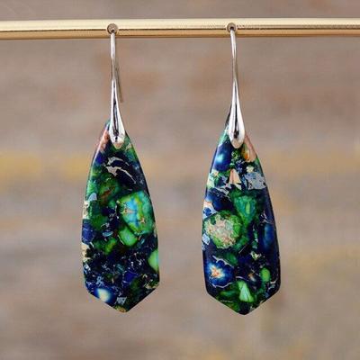 BLINGBAY Women's Pendant Hot Selling Colorful Imperial Stone Drop Shape Pendant Earrings Bosnia Vintage Multicolor Earrings Girls Jewelry Gifts