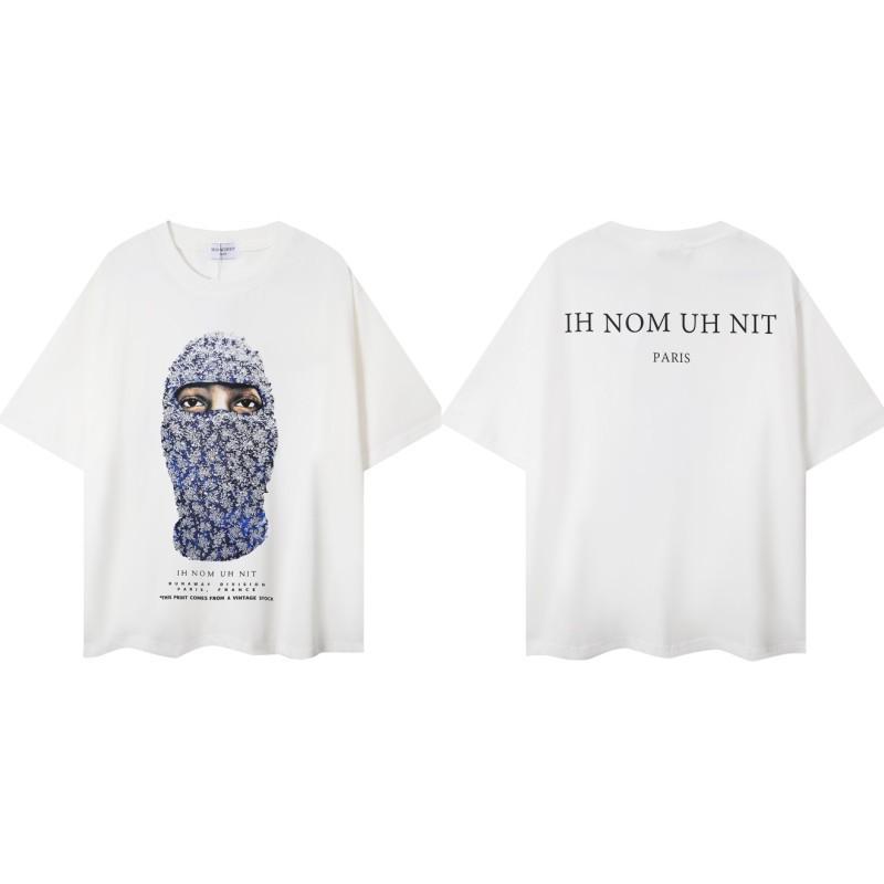 Stranger Things Masked Man Print Tee Men's American IH NOM UH NIT High Street Summer T-Shirt Casual Oversized Top