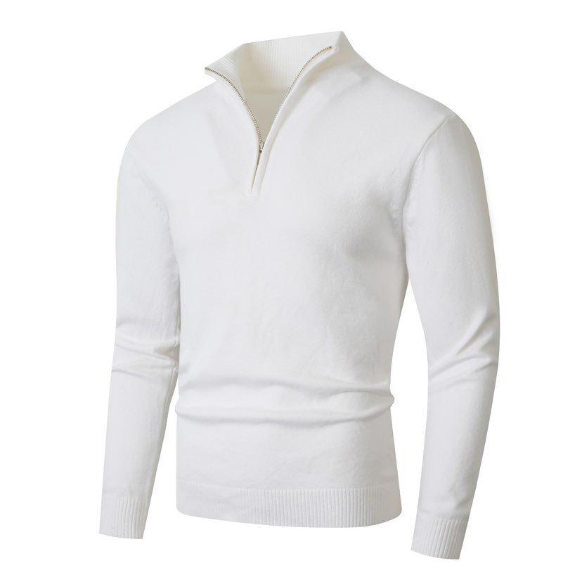 Autumn/Winter Men's Half-Zip Stand Collar Solid Color Knit Sweater Fashion Base Layer