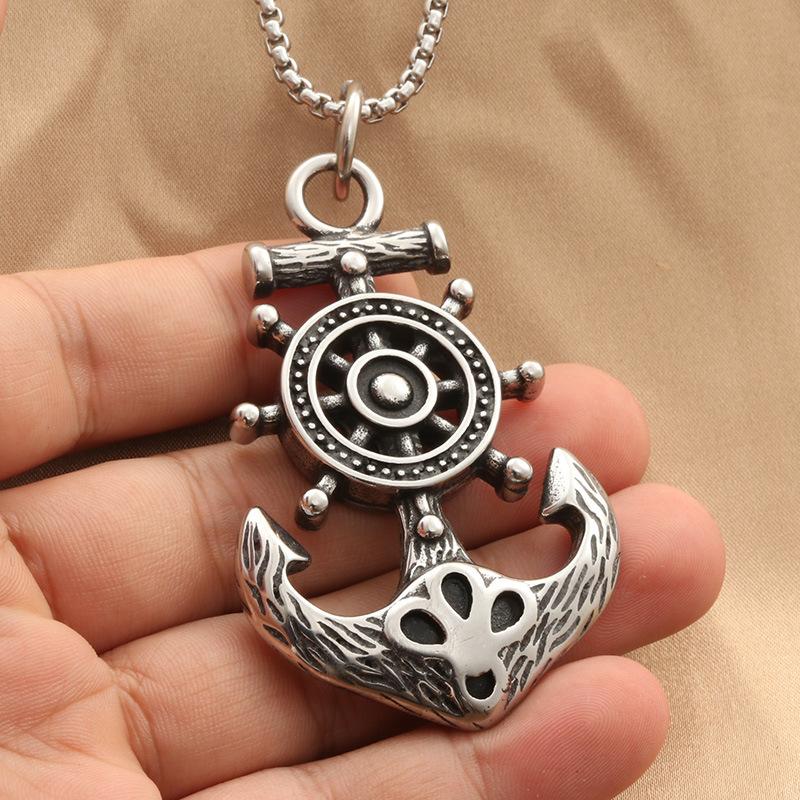 

S925 Серебряное мужское ожерелье с якорем в стиле панк, модный мужской кулон, властное винтажное ожерелье