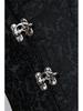European & American Court Style Black Lace-Up Sleeveless Corset with 12 Steel Bones & Double-Breasted Chain Buttons.
