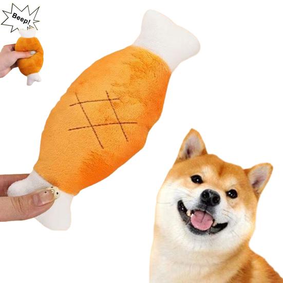 Plush Chicken Drumstick Dog Toy Squeaky Chick Leg Plushie Universal Puppy Cat Teething Interactive Chew Toy Pet Supplies