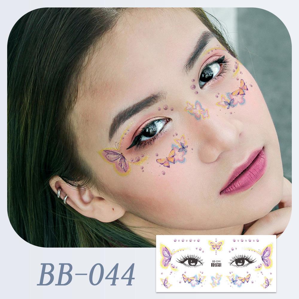 Waterproof Butterfly Glitter Face Tattoo Stickers for Festival Dance Parties