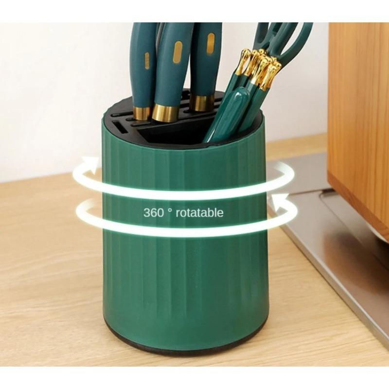 Rotatable Multi-Functional Kitchen Knife Rack Storage Shelf Utensil Organizer Chopsticks Cage Cutter Tool Integrated Storage Rac