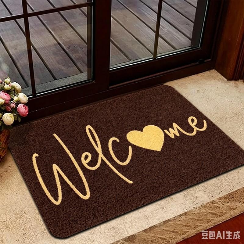 Tapis de bienvenue mignon en forme de cœur rose Texte manuscrit « Sweet Love » Tapis de sol Tapis d'entrée graphique romantique Décoration d'intérieur chaleureuse 30x50cm gray