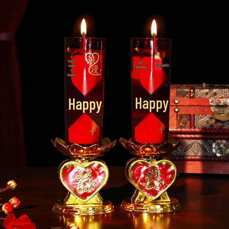 Smokeless Wedding Candles: Red Dragon & Phoenix, Double Happiness Pair