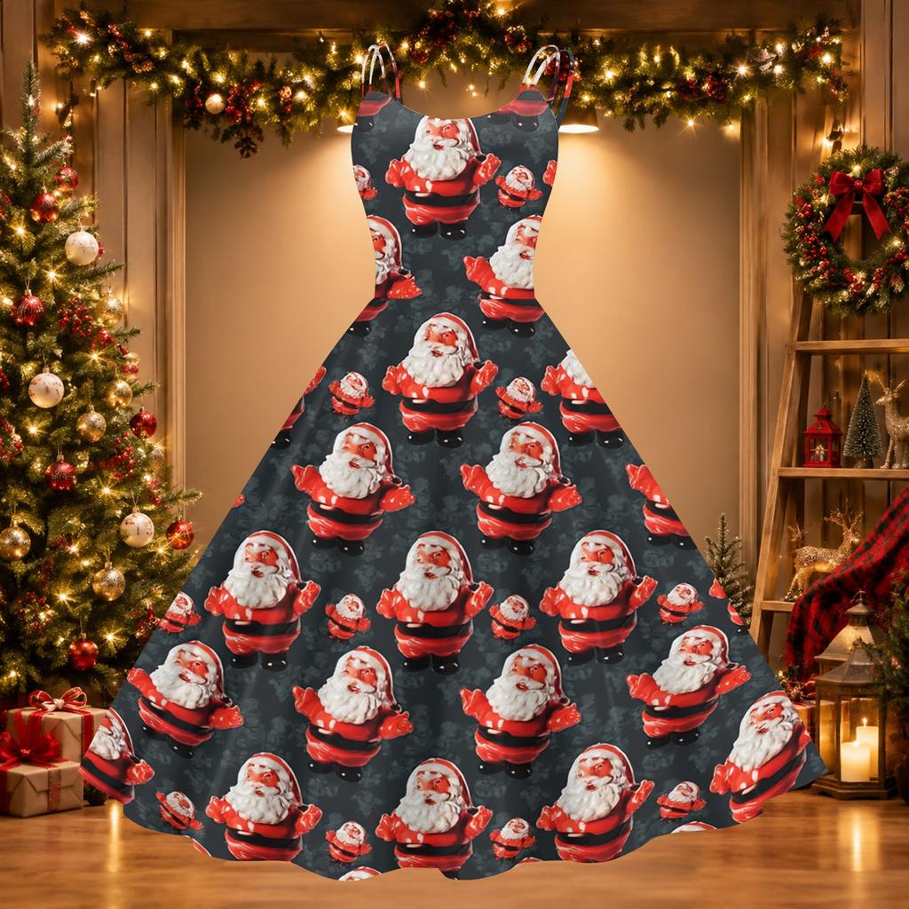 Women's Halloween Print Off-the-Shoulder Vintage Dress for Halloween Parties and Events