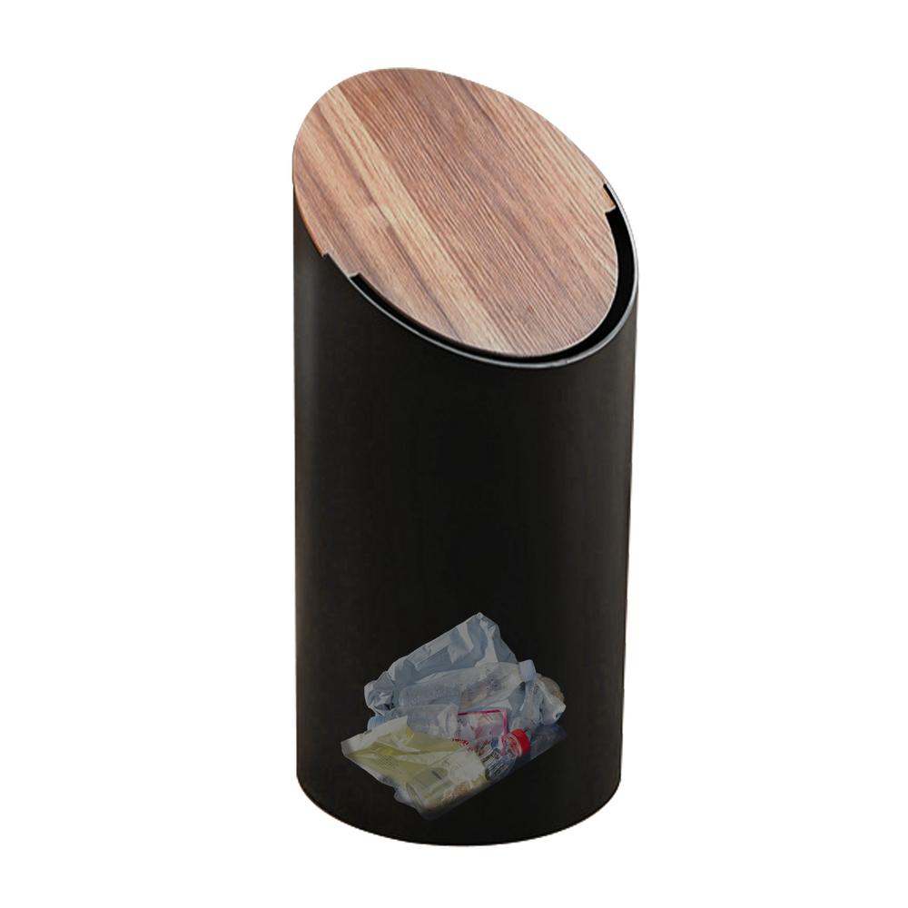 Garbage Can With Lid Swing Top Decorative Garbage Can Modern Wooden Covered Waste Basket Sleek Garbage Container For Kitchen