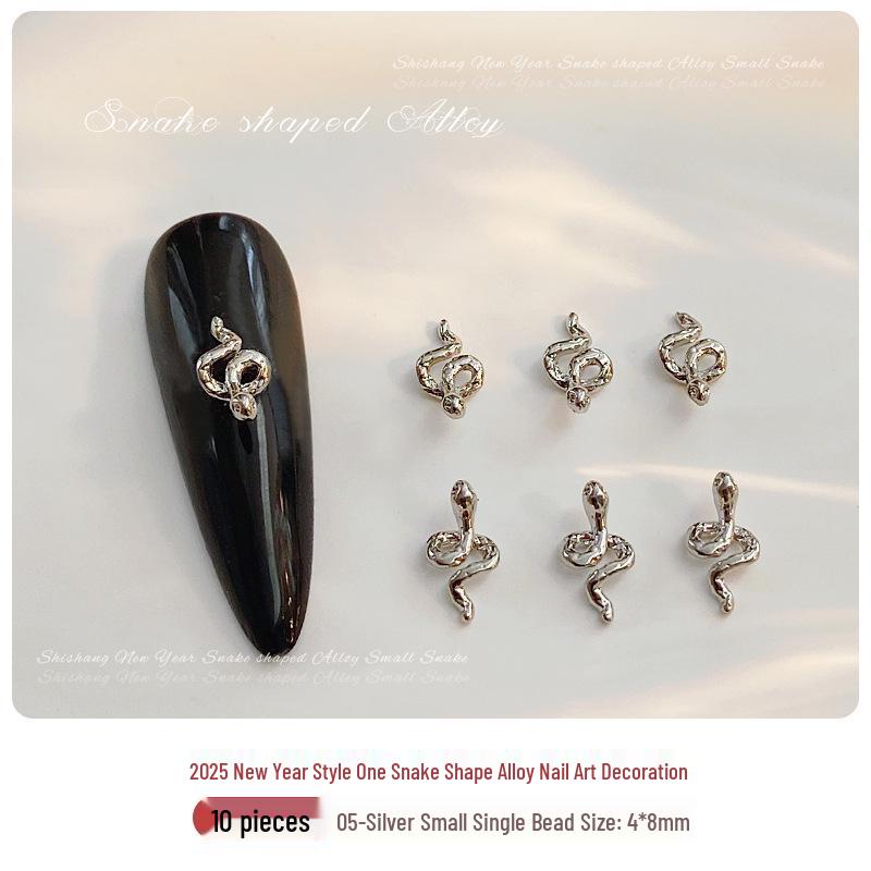 

2025 Новый год Красная Змея Сплав Ювелирные изделия для нейл-арта - Металлические стразы Накладные ногти Аксессуары