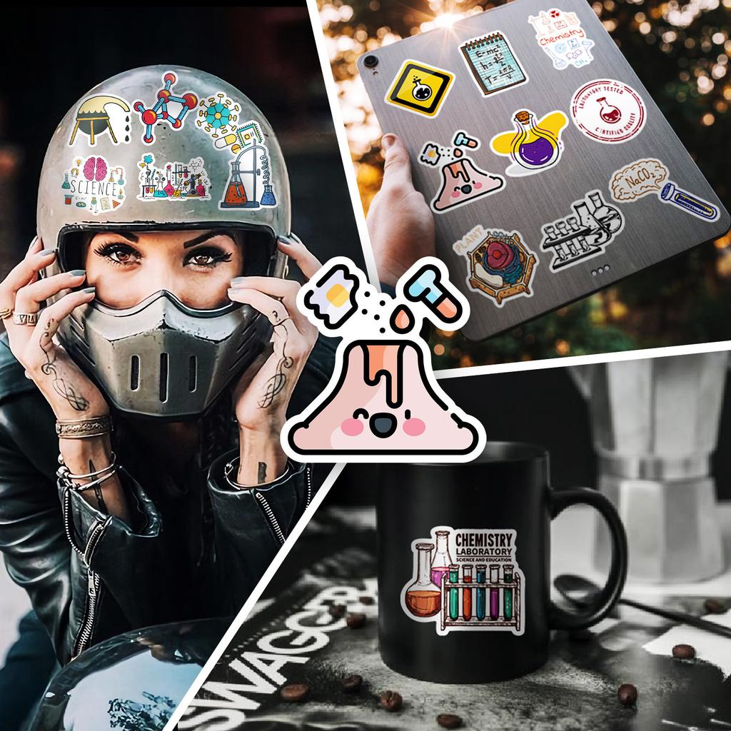 50 SZT. Naklejki Edukacyjne do Laboratorium Naukowego, Wodoodporne Naklejki Graffiti na Butelkę na Wodę, Notatnik, Bagaż