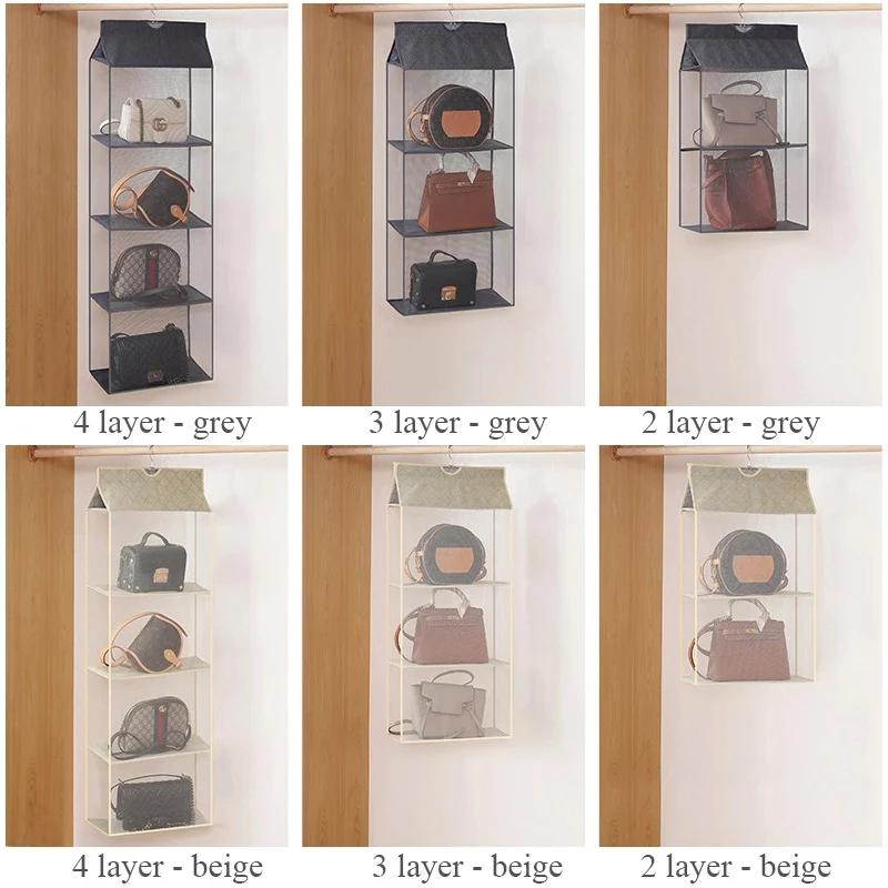 Closet Handbag Hanging Organizer For Wardrobe Storage Bag Door Wall Clear Sundry Shoe Bag with Hanger Pouch Handbag Organizer