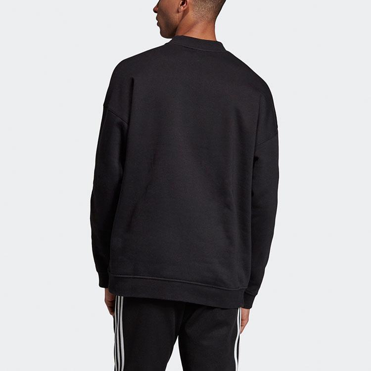 Adidas Originals Trefoil Lock Up Contrast Three-Stripe Fleece Crew Neck Sweatshirt Men Tops Black ED6121