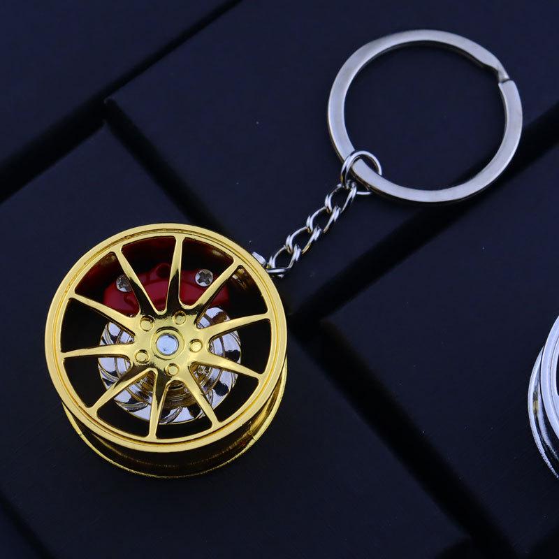 Cross-border Car Brake Keychain with Rotating Wheel & Laser Logo