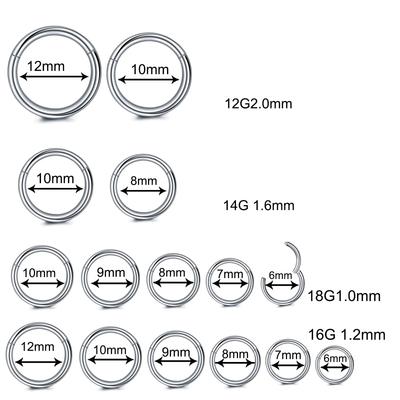 5Pcs/lot Stainless Steel Nose Ring Body Clip Hoop for Women Men Cartilage Piercing Segment Nose Hoop Septum Clicker Lip Ear Ring