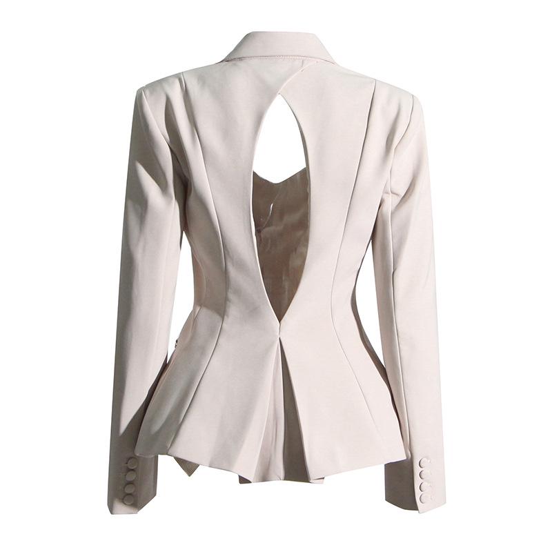 Women's Spring 2025 Korean Square Collar Diamond Backless Suit Jacket