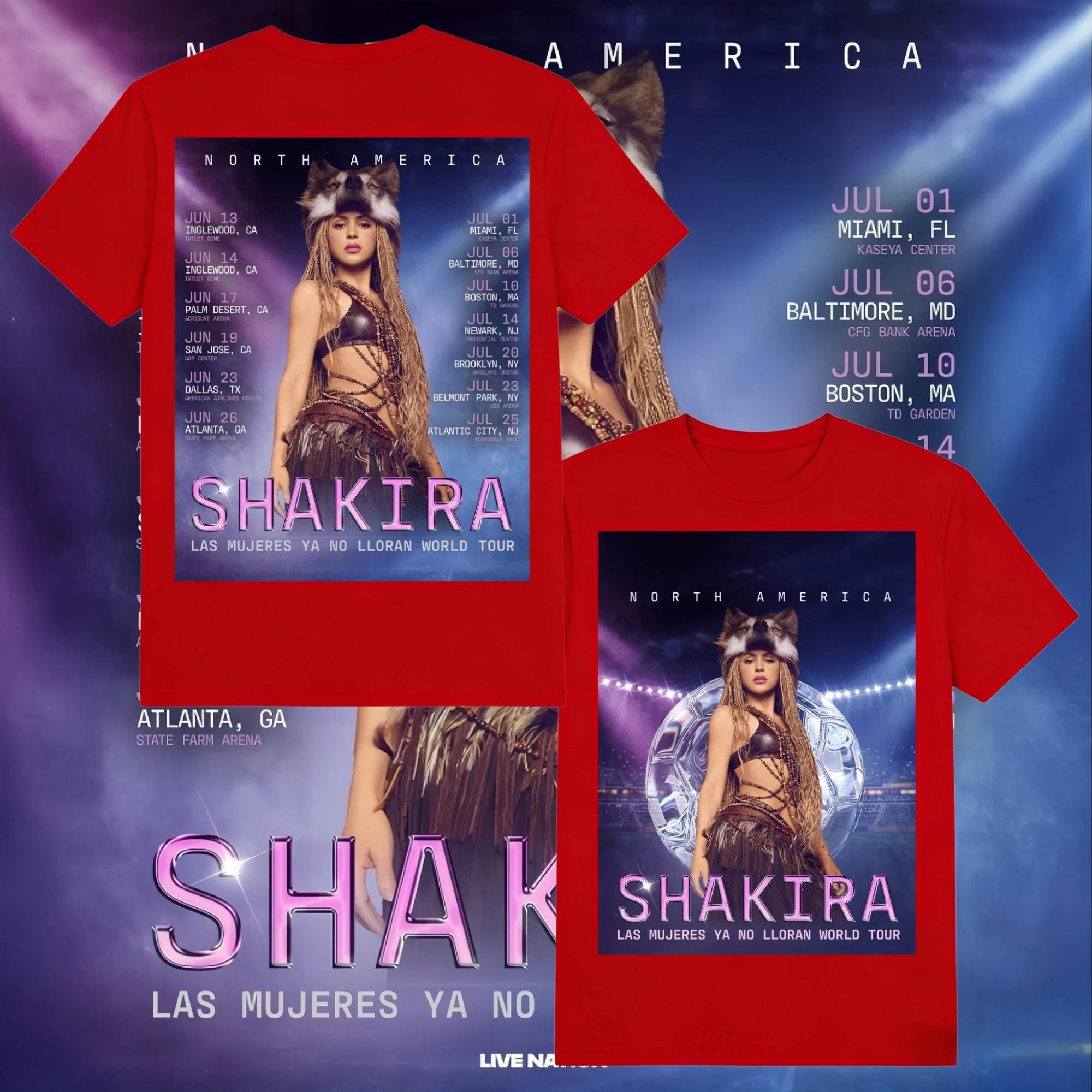 

Shakira Merchandise 2026 World Tour Pop TShirt Unisex ONeck Cotton Short Sleeve Y2k Hip Hop Oversized Women Tee for Fans S